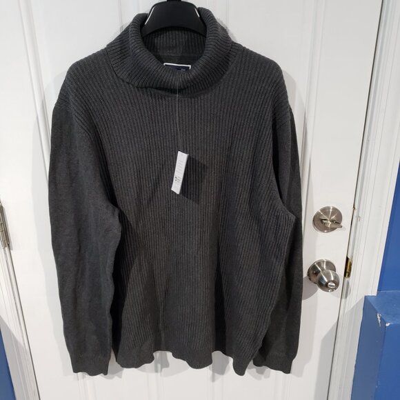 Club Room Mens Textured Cotton Turtleneck Sweater Charcoal Heather - Picture 3 of 9